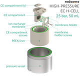 High-Pressure EC H-Cell, 25 bar, 50 mL - High-Pressure Electrochemical H-Cell