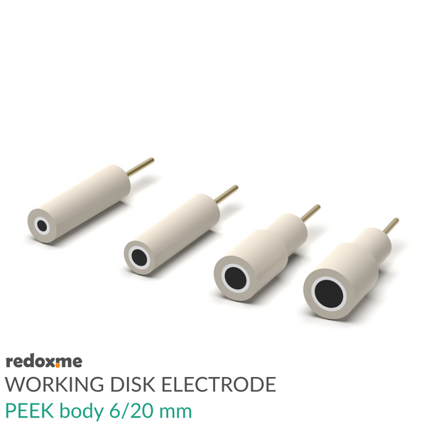 Working Disk Electrode - PEEK body 6 mm dia., 20 mm long