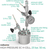 High-Pressure EC H-Cell, 25 bar, 50 mL - High-Pressure Electrochemical H-Cell