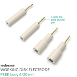 Working Disk Electrode - PEEK body 6 mm dia., 20 mm long