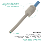 High-Pressure Working Disk Electrode - PEEK body 6/75 mm