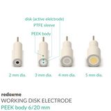 Working Disk Electrode - PEEK body 6 mm dia., 20 mm long