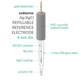 Silver / Silver Chloride Refillable Reference Electrode - 6 mm dia.
