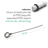 10 pcs of metal wire clip and PTFE plug with expanded PTFE septum