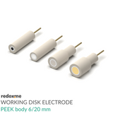 Working Disk Electrode - PEEK body 6 mm dia., 20 mm long