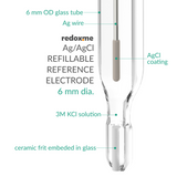 Silver / Silver Chloride Refillable Reference Electrode - 6 mm dia.