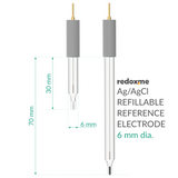 Silver / Silver Chloride Refillable Reference Electrode - 6 mm dia.