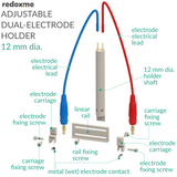 Adjustable Dual-Electrode Holder, 12 mm dia.