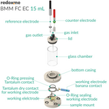 BMM FC EC 15mL - Bottom Magnetic Mount Front Contact Electrochemical Cell, 15mL