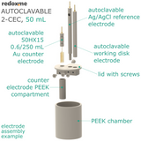 Autoclavable 2-CEC 50 mL - Autoclavable Two-compartment Electrochemical Cell