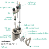 BM FC H-CELL 50 mL - Bottom Mount Front Contact Electrochemical H-Cell 50 mL