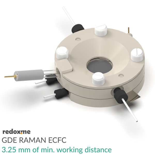 GDE Raman ECFC – Screw Mount Gas Diffusion Electrode Raman Electrochemical Flow Cell, 3.25 mm of min. working distance