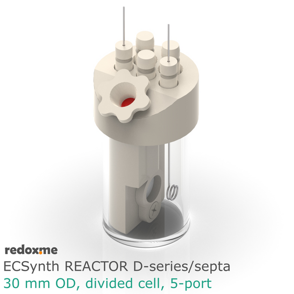 Electrosynthesis Reactor D-series/septa, 30 mm OD, divided cell, 5-port