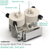 Electrosynthesis Reactor E-series, 30 mm OD, divided cell, 2x4-port