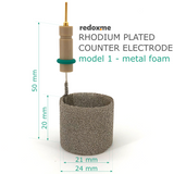 Rhodium plated counter electrode, model 1 – metal foam
