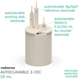 Autoclavable 2-CEC 50 mL - Autoclavable Two-compartment Electrochemical Cell