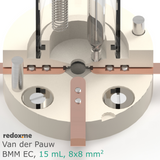 Van der Pauw BM/BMM EC, 15 mL, 8x8 mm2- Van der Pauw Bottom Mount Electrochemical Cell