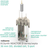 Electrosynthesis Reactor D-series/septa, 30 mm OD, divided cell, 5-port