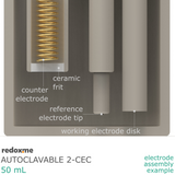 Autoclavable 2-CEC 50 mL - Autoclavable Two-compartment Electrochemical Cell
