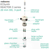 Electrosynthesis Reactor C-series, 20 mm OD, 3-port