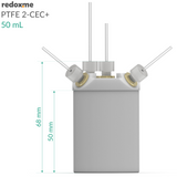 PTFE 2-CEC+ 50 mL - PTFE Two-compartment Electrochemical Cell with additional inlet/outlet