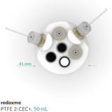 PTFE 2-CEC+ 50 mL - PTFE Two-compartment Electrochemical Cell with additional inlet/outlet