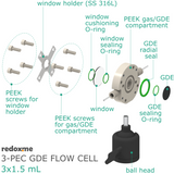 3-PEC GDE Flow Cell 3x1.5 mL - Three-Compartment Photo-Electrochemical Flow Cell for Gas Diffusion Electrodes