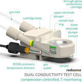 Dual Conductivity Test Cell - compression controled, T monitoring