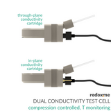 Dual Conductivity Test Cell - compression controled, T monitoring