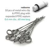 10 pcs of metal wire clip and PTFE plug with expanded PTFE septum