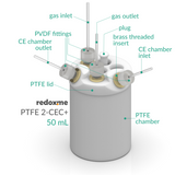 PTFE 2-CEC+ 50 mL - PTFE Two-compartment Electrochemical Cell with additional inlet/outlet