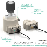 Dual Conductivity Test Cell - compression controled, T monitoring