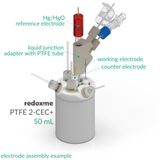 PTFE 2-CEC+ 50 mL - PTFE Two-compartment Electrochemical Cell with additional inlet/outlet