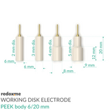 Working Disk Electrode - PEEK body 6 mm dia., 20 mm long