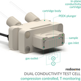 Dual Conductivity Test Cell - compression controled, T monitoring