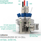 Pressurized Electrochemical H-Cell - 10 bar, 2x50 mL