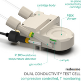 Dual Conductivity Test Cell - compression controled, T monitoring