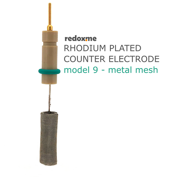 Rhodium plated counter electrode model 9 – metal mesh
