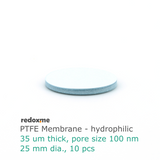 PTFE Membrane - hydrophilic, 25 mm dia. (pack of 10)