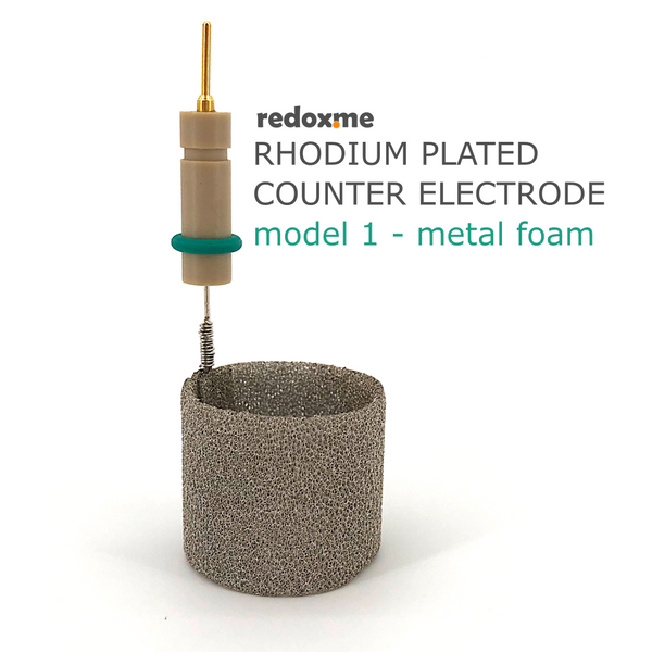 Rhodium plated counter electrode, model 1 – metal foam
