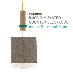 Rhodium plated counter electrode model 5 – metal foam