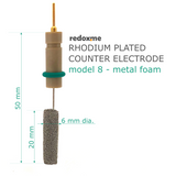 Rhodium plated counter electrode model 8 – metal foam