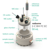 2-C BM FC EC 50 mL - Two-compartment Bottom Mount Front Contact Electrochemical Cell 50 mL