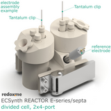 Electrosynthesis Reactor E-series/septa, 30 mm OD, divided cell, 2x4-port