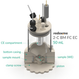 2-C BM FC EC 50 mL - Two-compartment Bottom Mount Front Contact Electrochemical Cell 50 mL
