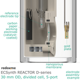 Electrosynthesis Reactor D-series, 30 mm OD, divided cell, 5-port